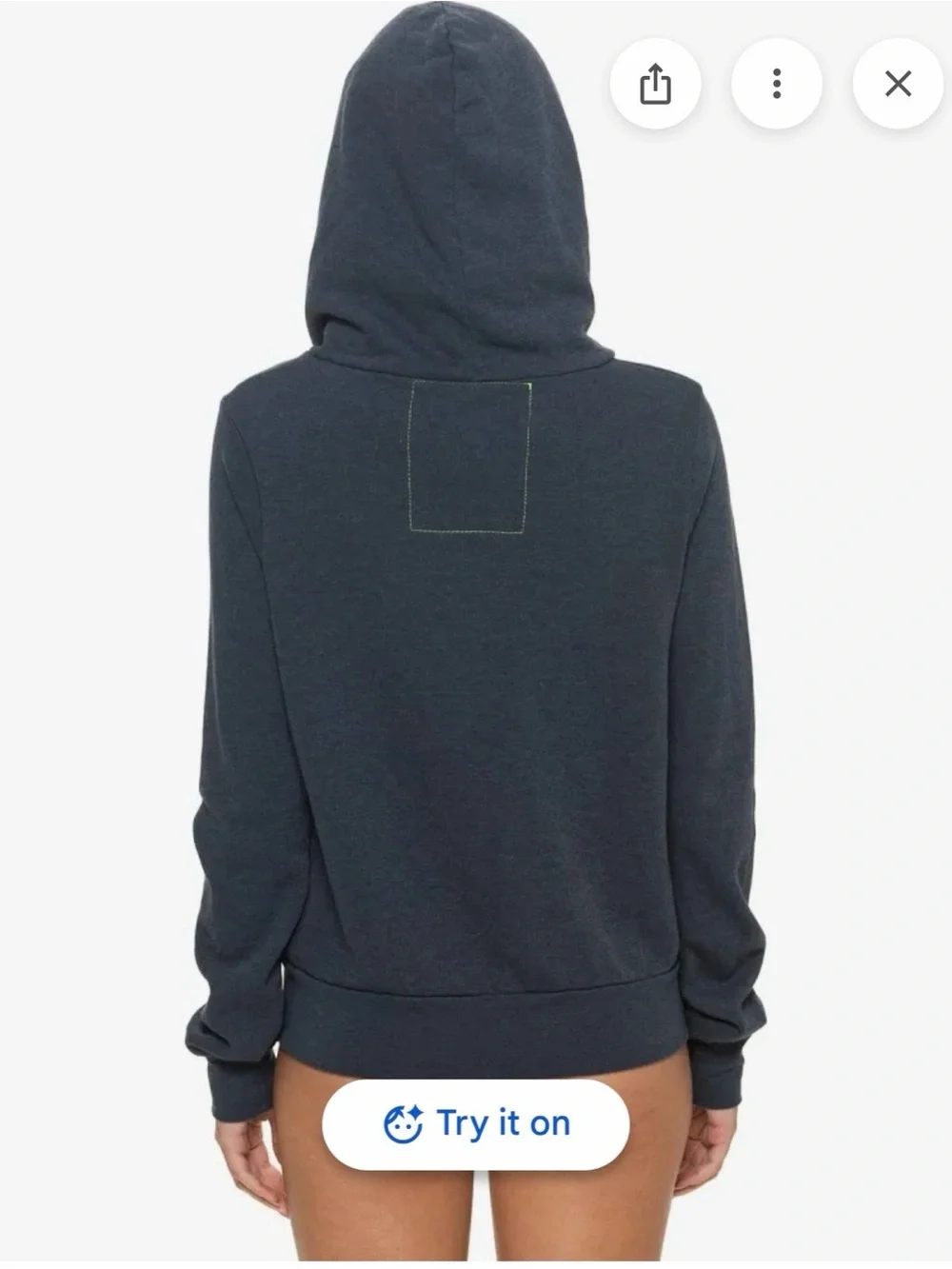 Aviator Nation Women's Navy Zip Hoodie with Striped Chest - Picture 2 of 5